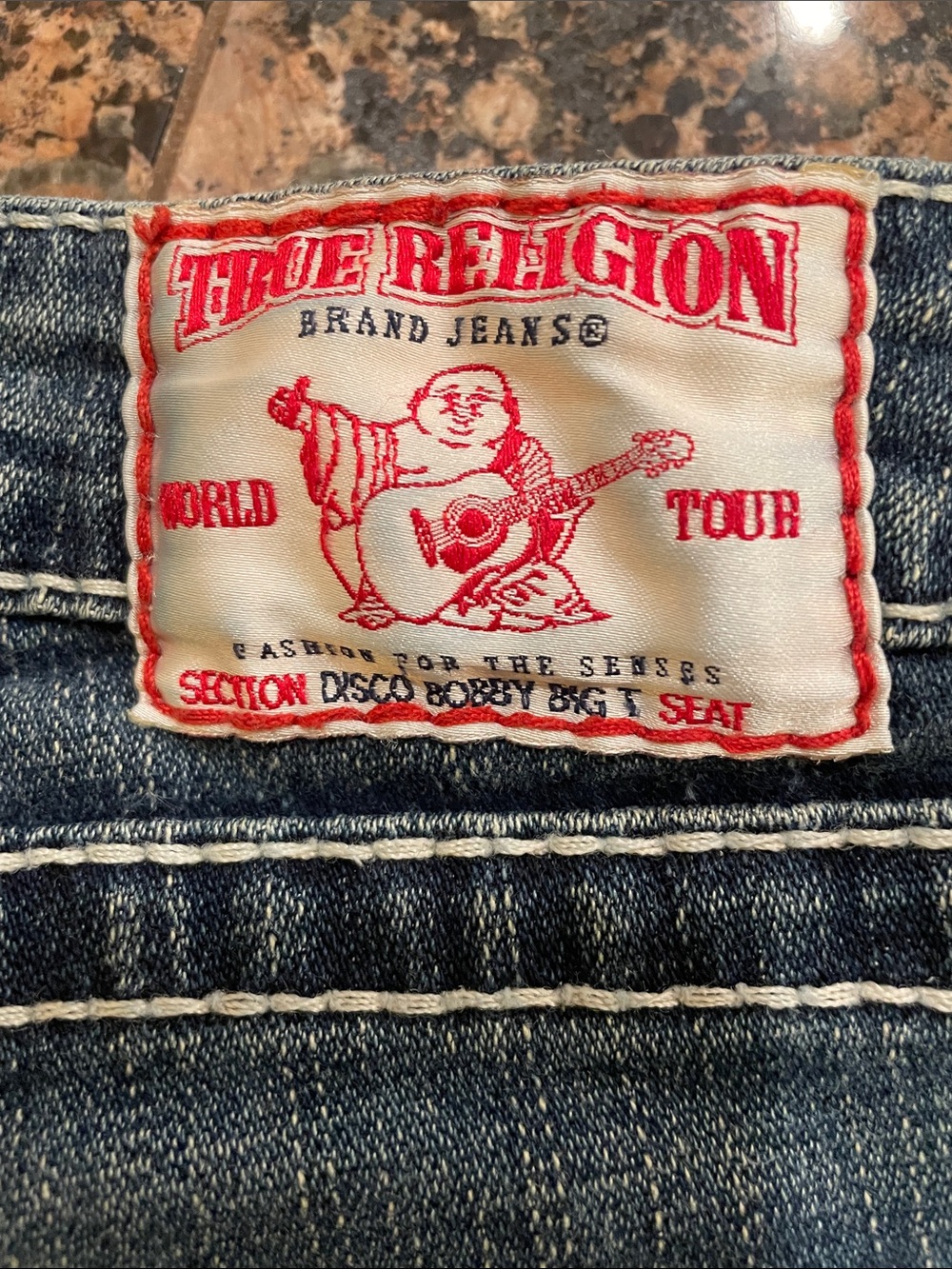 True Religion Slim Women’s Denim Jeans in Medium Blue with Red Label
